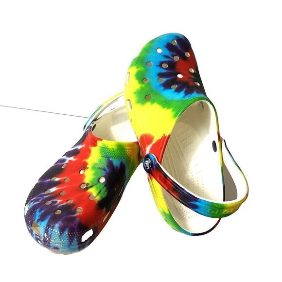 Crocs Retro Classic Clog Womens Sz 12 Tie Dye Multicolor Slip On Shoe Mens Sz 10 - Picture 1 of 11